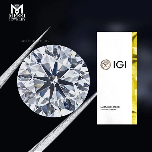 1ct 1.5ct 2ct 2.5ct 3ct 5ct With IGI certificate Round Lab Grown Diamonds  CVD HPHT Laboratory Diamond Wholesales