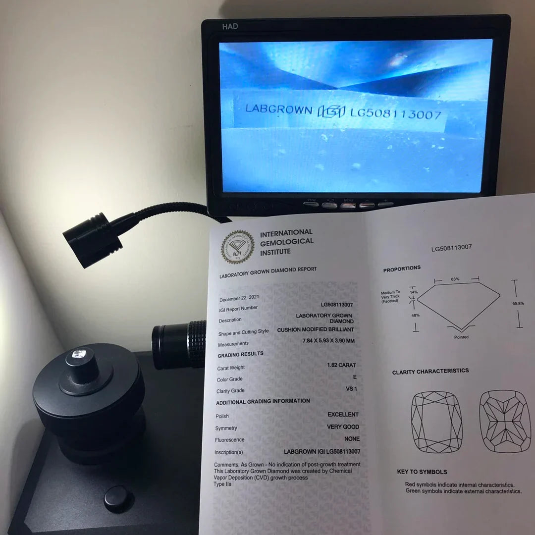 1ct 1.5ct  2ct 2.5 3ct 5ct HPHT CVD Diamond  IGI Certificate Cushion cut lab grown diamonds